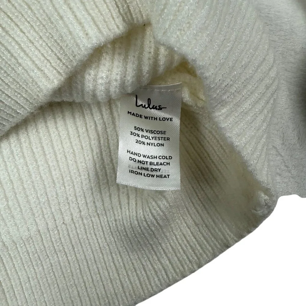 XS Lulus Pullover Fit For Fall Ivory Surplice Balloon Sleeve Sweater - Picture 6 of 10